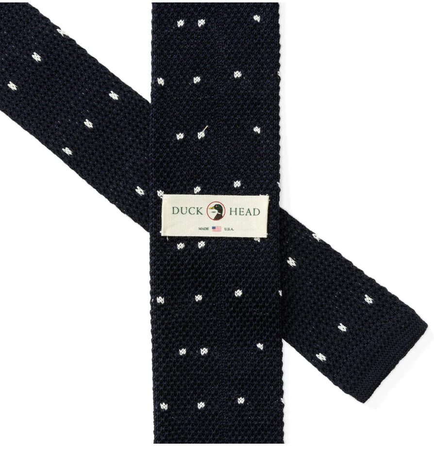 Navy Polka Dot Knit Tie