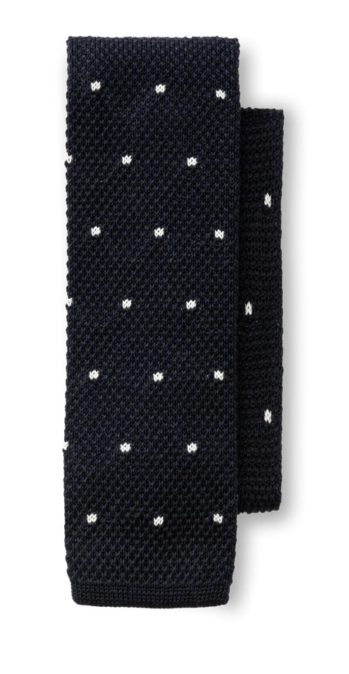 Navy Polka Dot Knit Tie