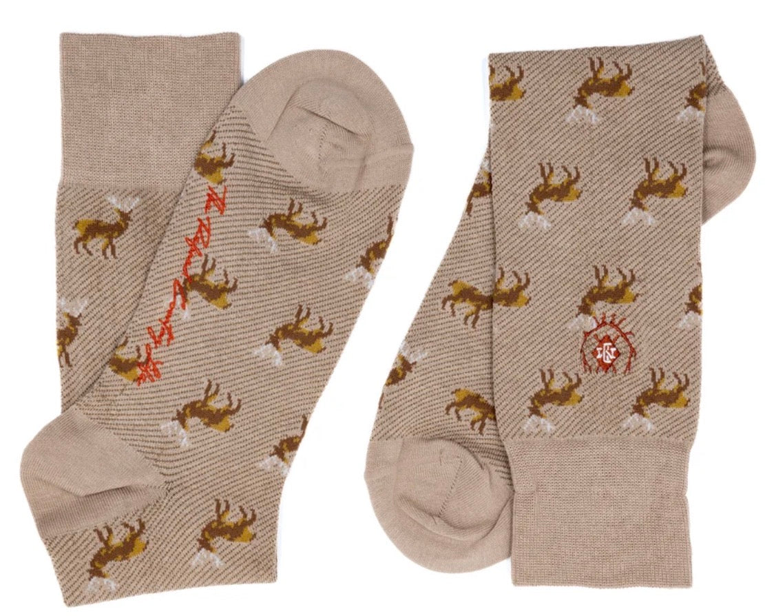 Peruvian Pima Cotton Sock - Oatmeal Elk