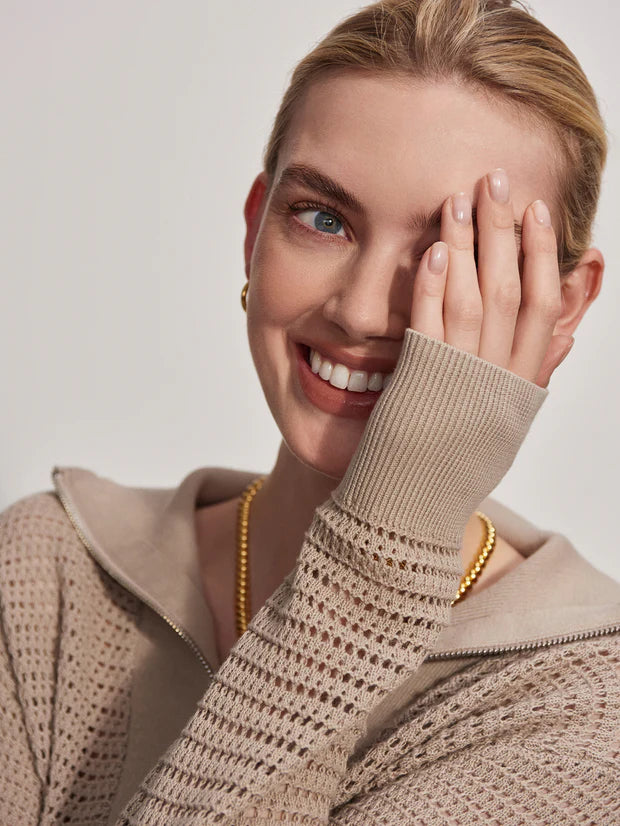 Billie Half Zip Knit in Cashmere Stone