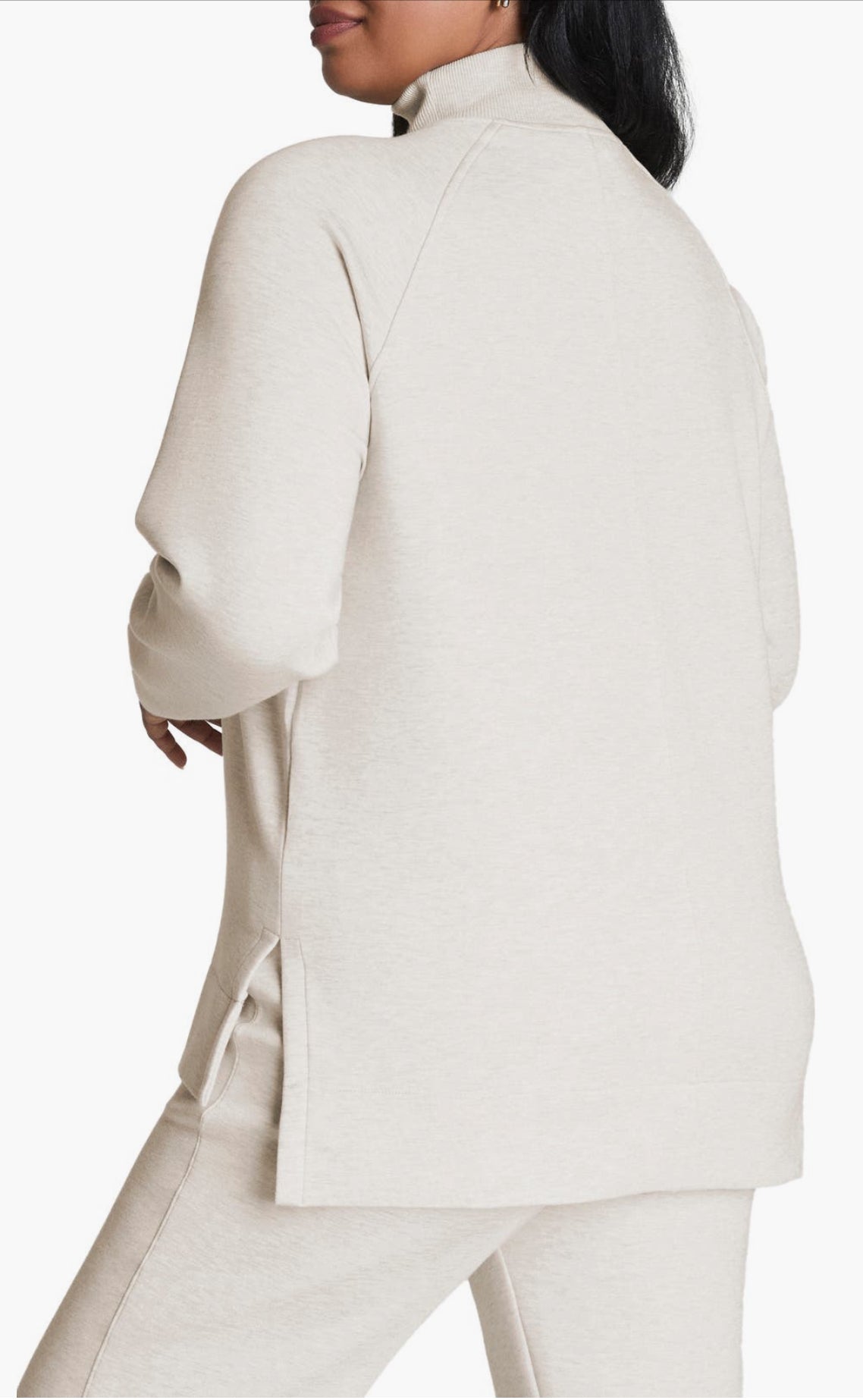 Brushed AE Half Zip Tunic-Heather Cream