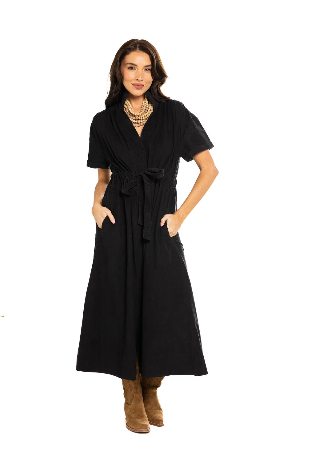 Bria Cord Dress-Black