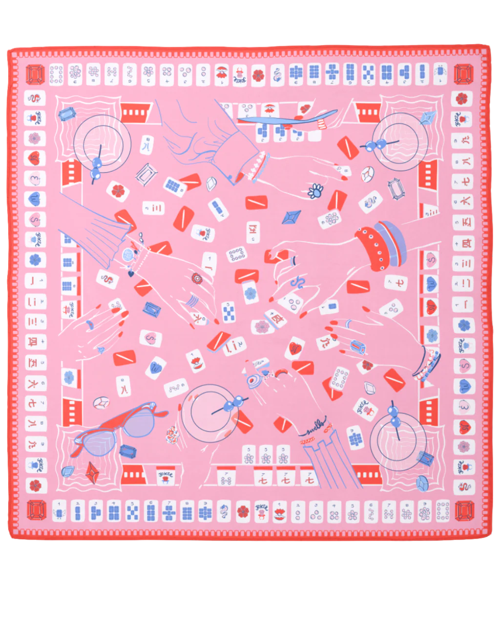Mahjong Silk Scarf