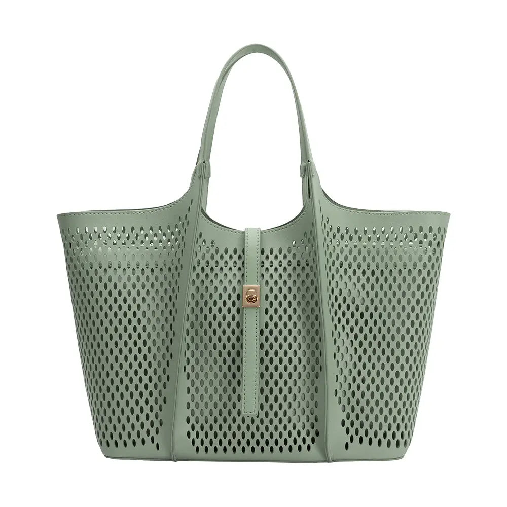 Malia Sage Laser Cut Tote Bag-Sage