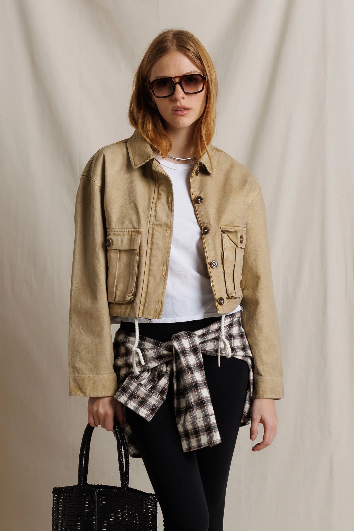 Paloma Cotton Canvas Cropped Utility Jacket
