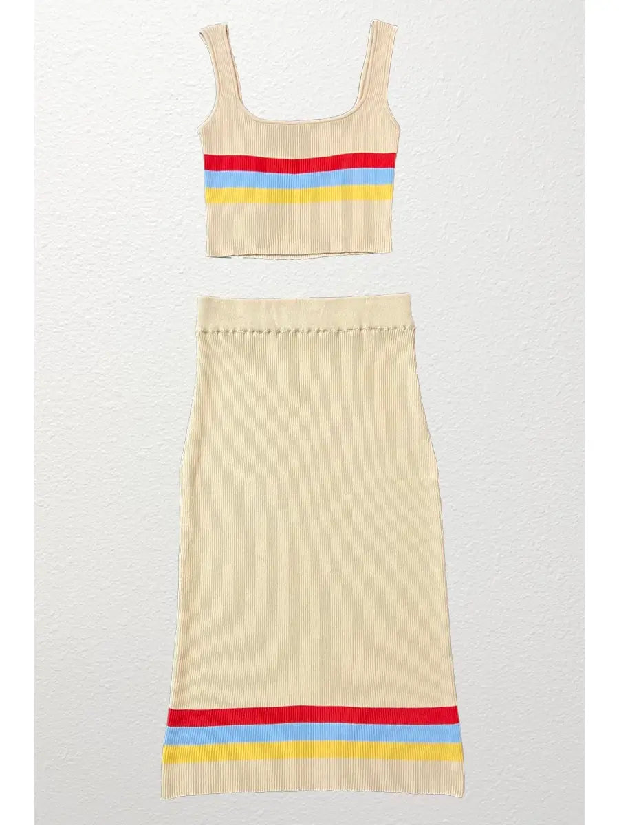 Retro Stripe Skirt Set