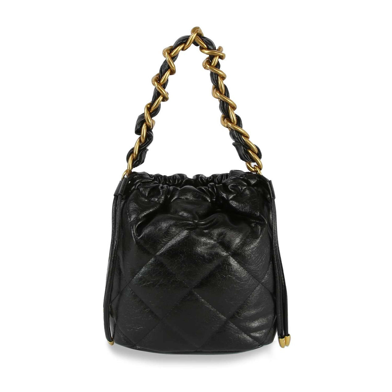 Quilted Hobo Handbag-Black