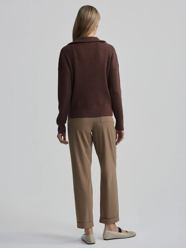 Janie Half Zip Knit-Chestnut