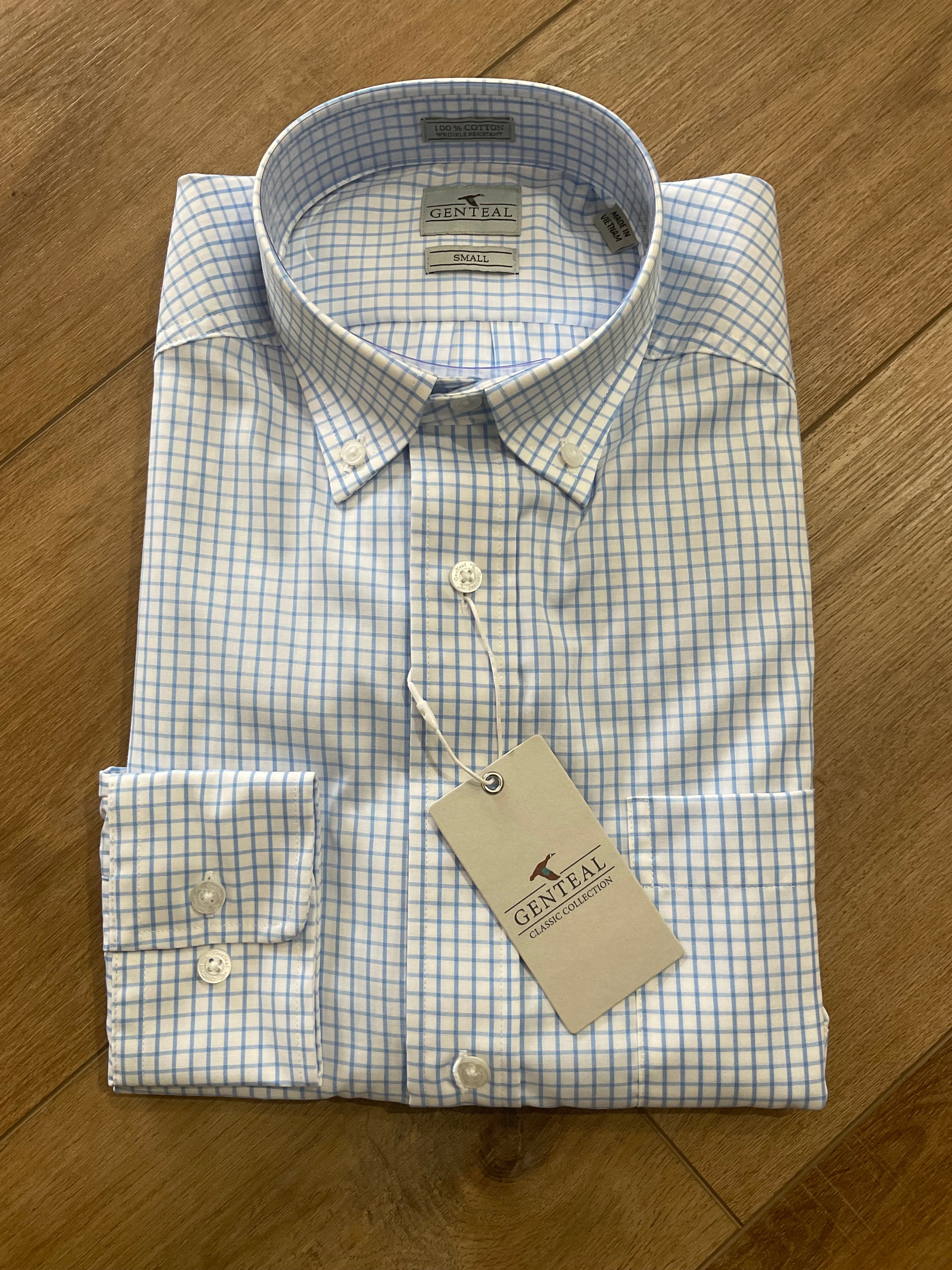Tattersal Cotton Sport Shirt - Light Blue