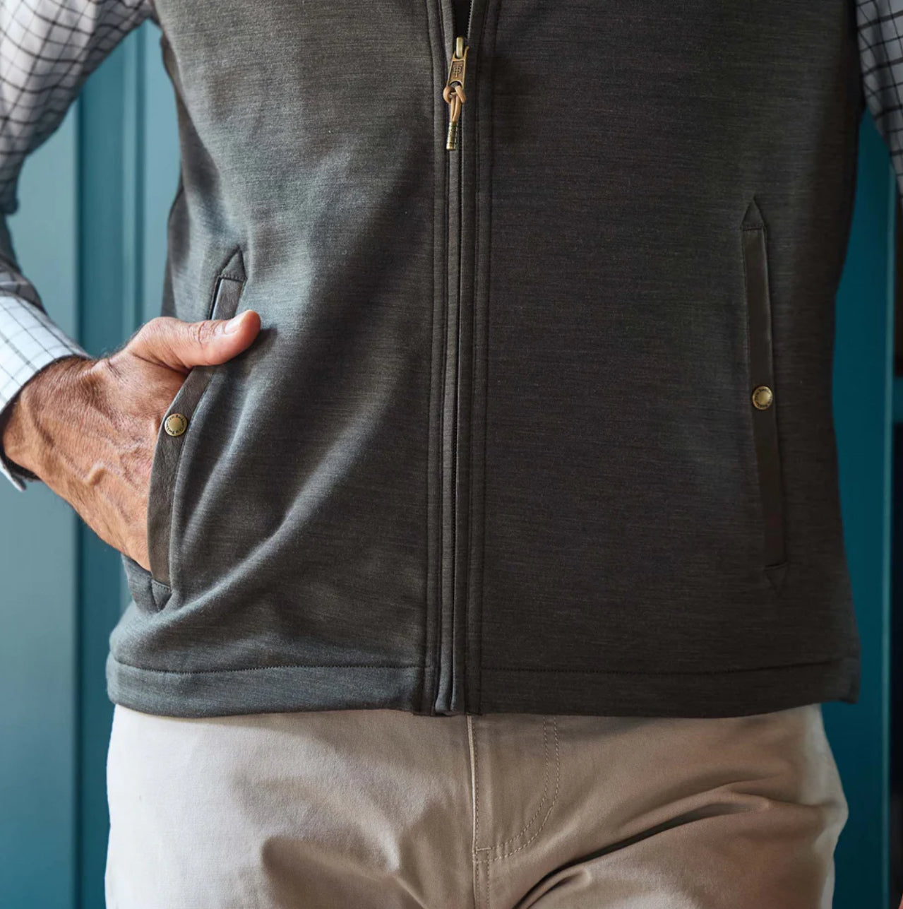 Tucker Fleece Vest - Peat Green