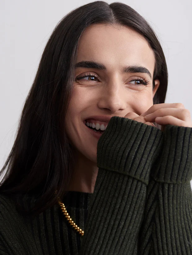 VARLEY-Kingsley Mock Neck Knit-Dark Olive