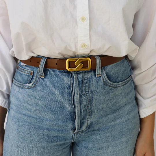 Gold Link Belt - Brown