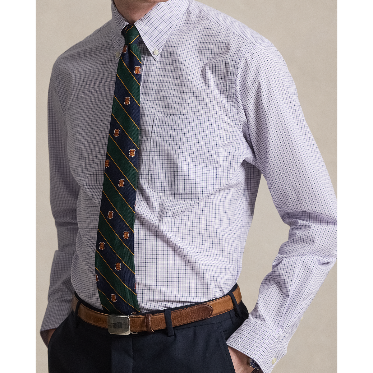 Original Label Cambridge Poplin Shirt - Lavender Multi