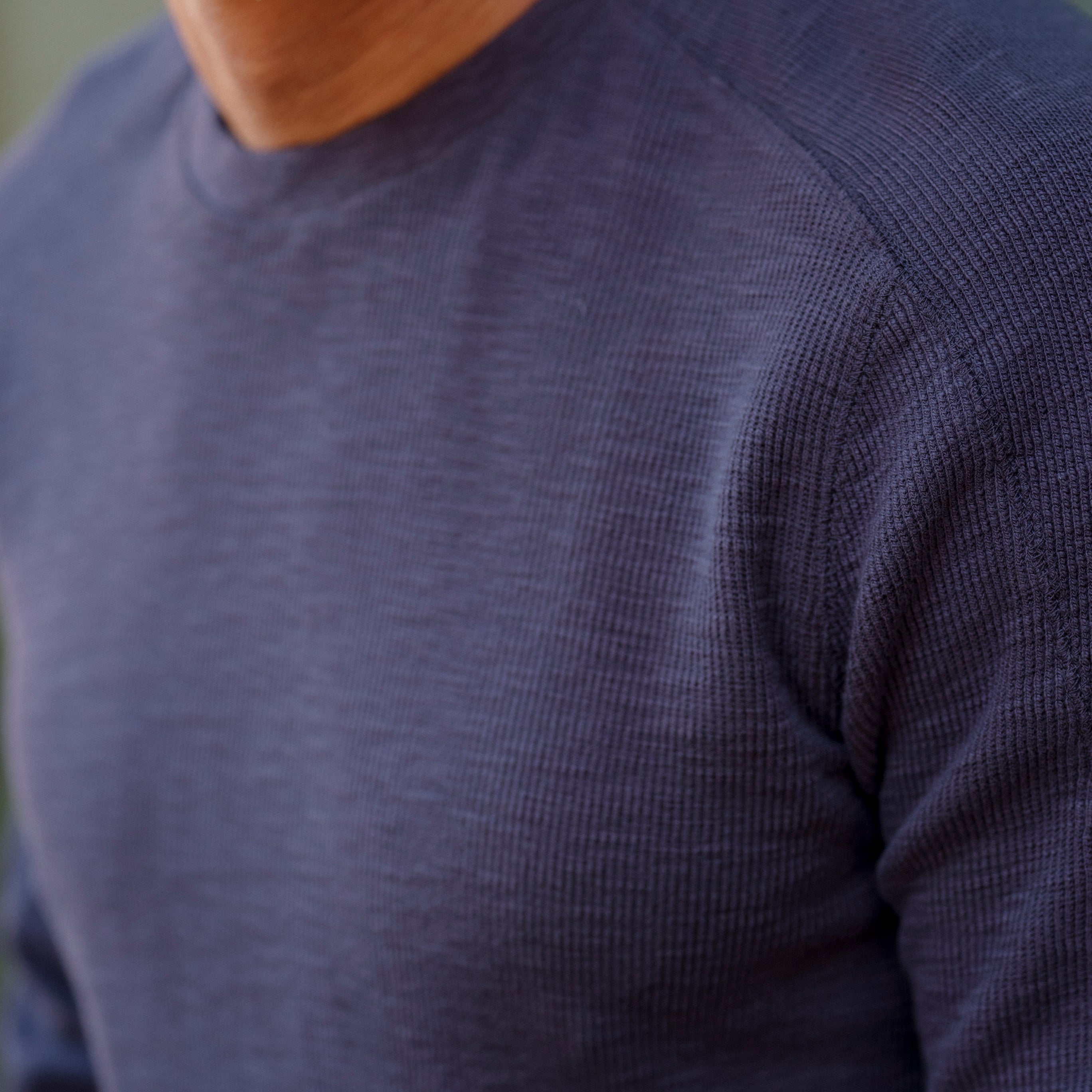 Clint Cotton Waffle Crew - Dark Navy