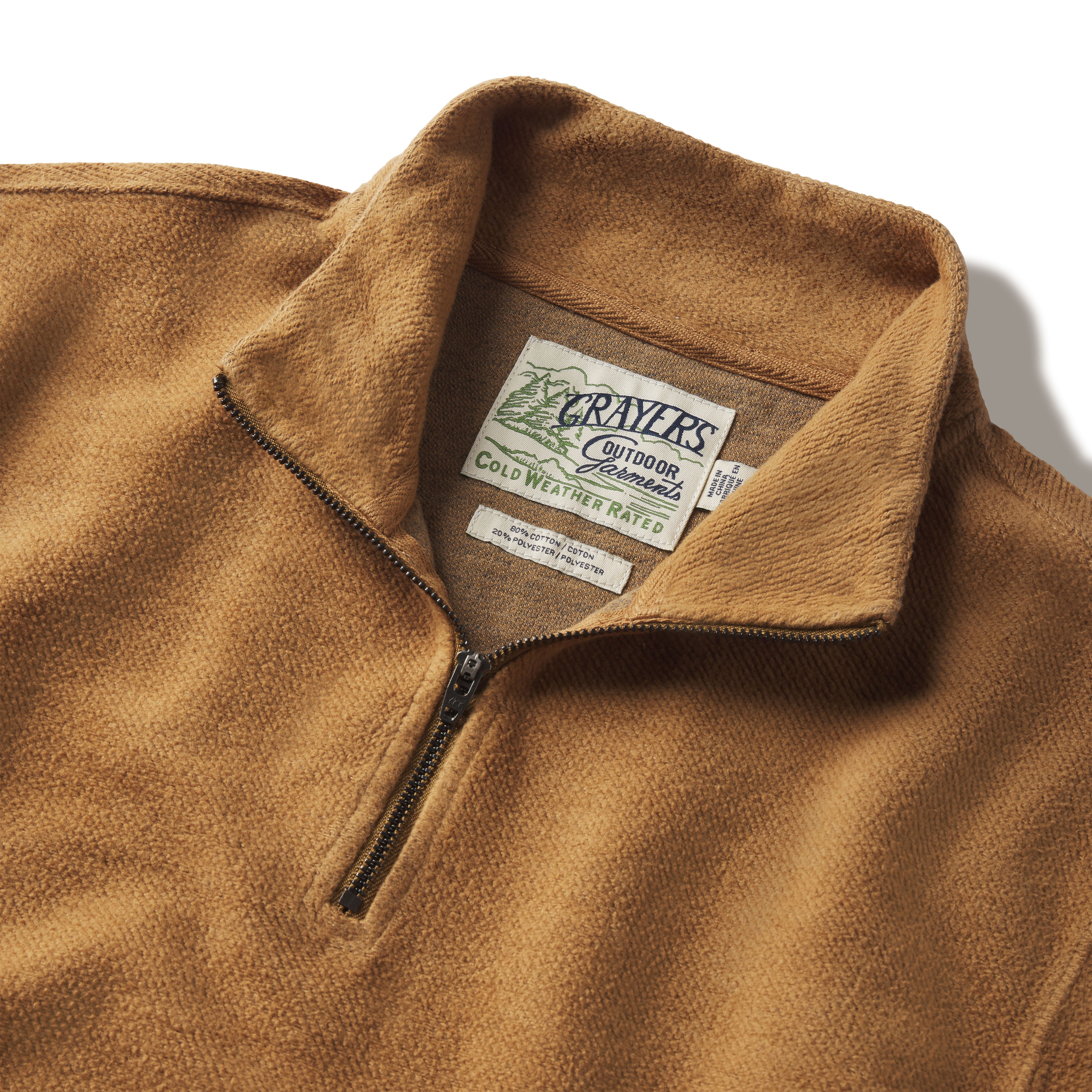 Dunlop Reverse Fleece 1/4 Zip - Tea Brown