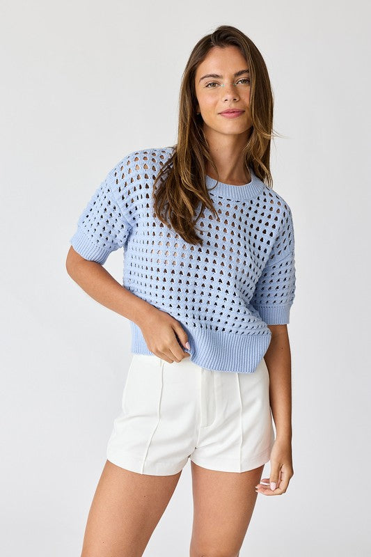 Alina Crochet Top-Sky Blue