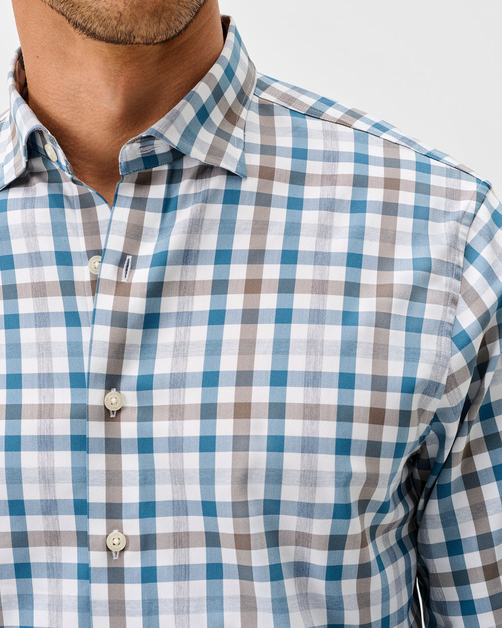 Cay Exploded Gingham Everyday Button Down - White