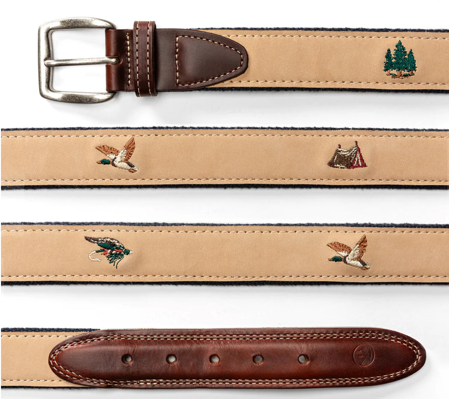Nubuck Leather Embroidered Belt