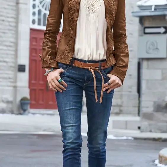 Skinny Wrap Belt -Cognac