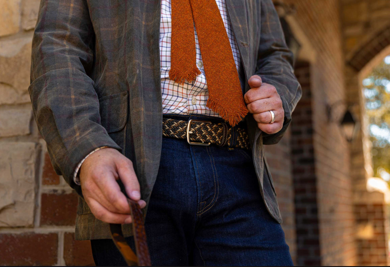 Newport Woven Italian Belt - Spruce Multi
