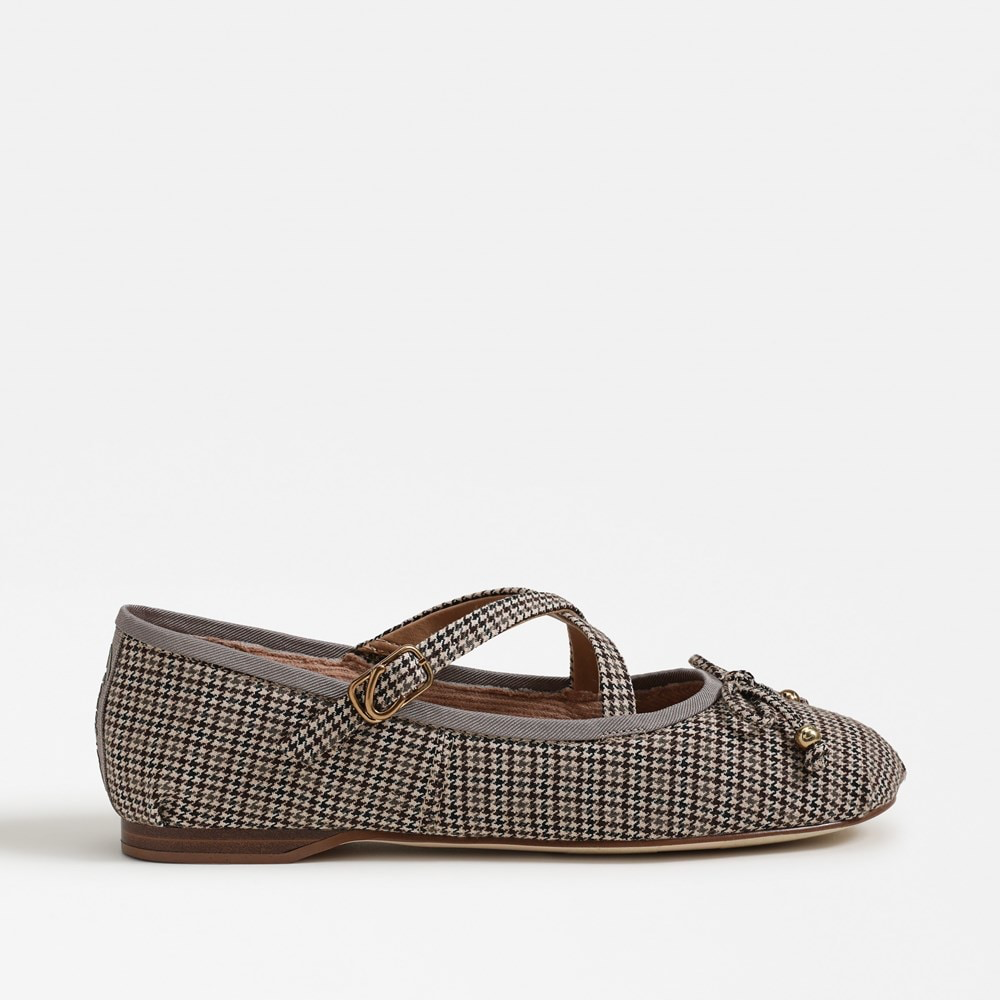 Zuri Strap Ballet Flat - Black Natural Multi