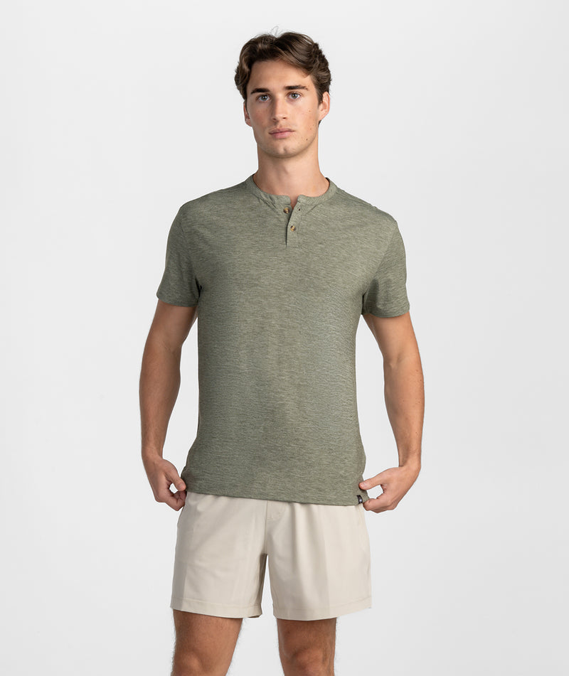 Max Comfort Short Sleeve Henley - Spanish Moss
