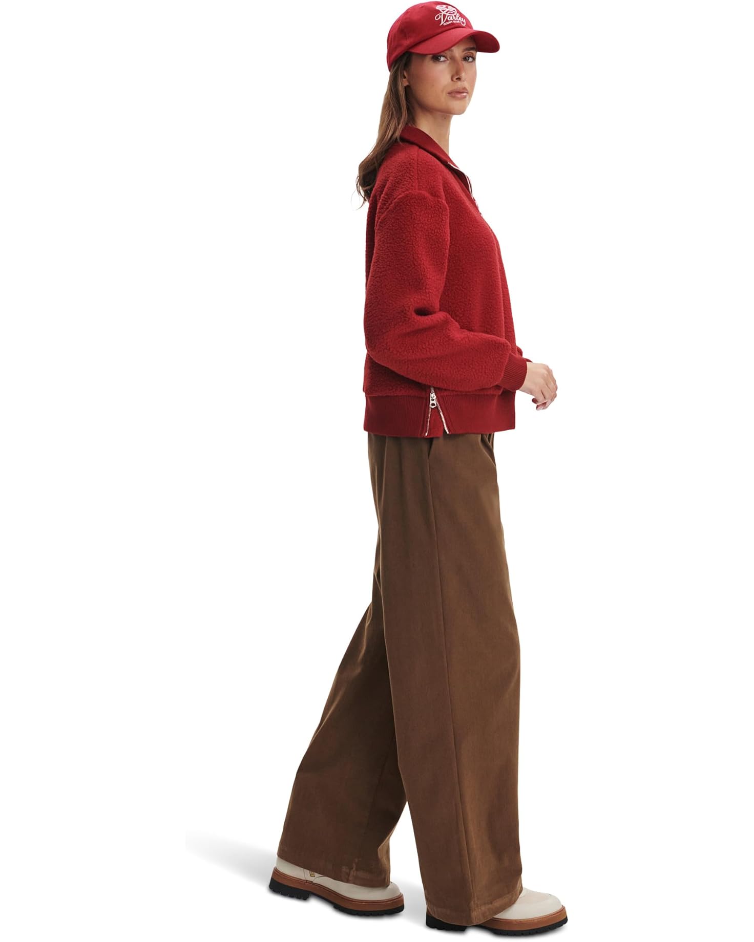 Jaylin Half Zip Fleece-Red Dahlia