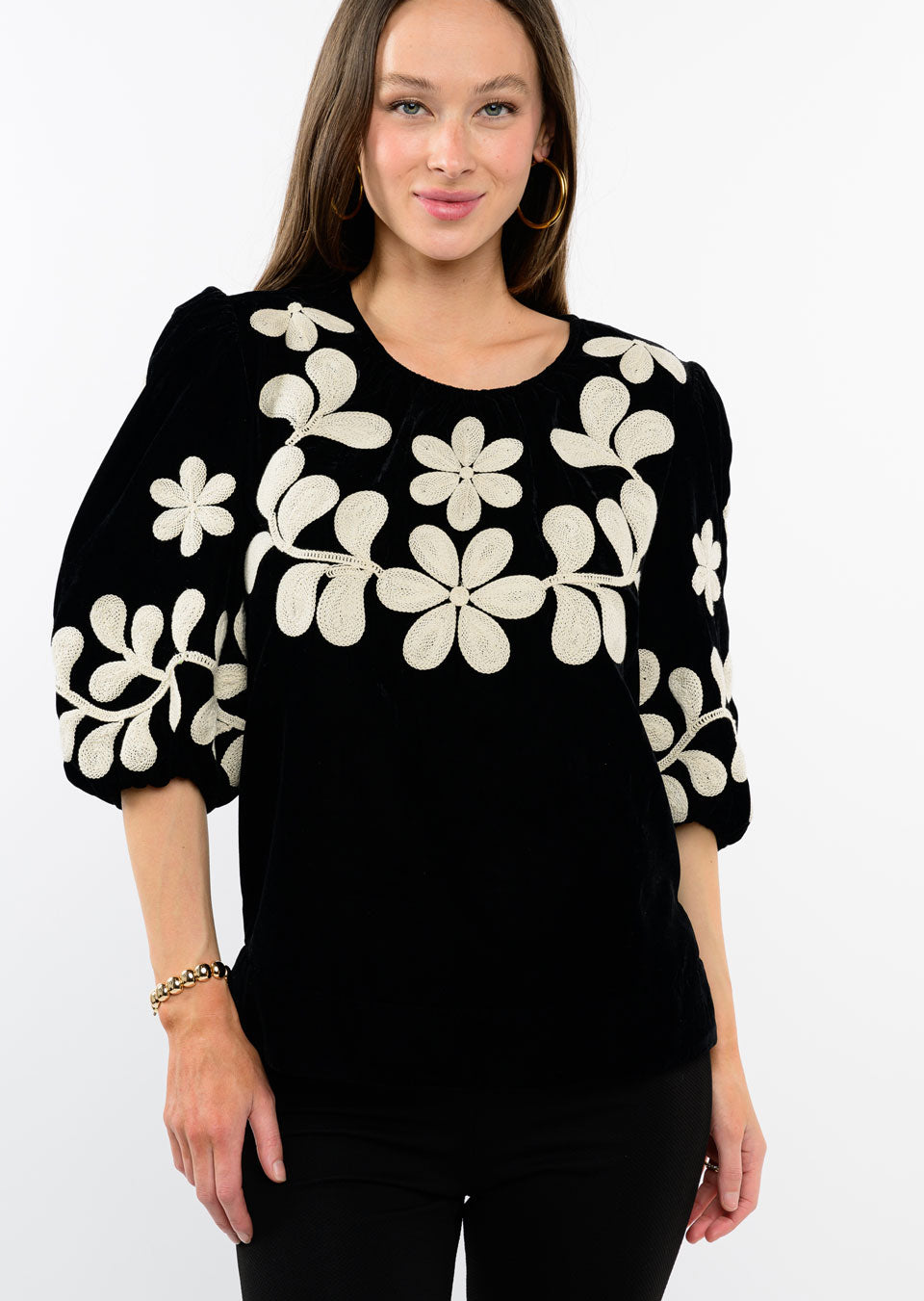 Velvet Embroidered Top