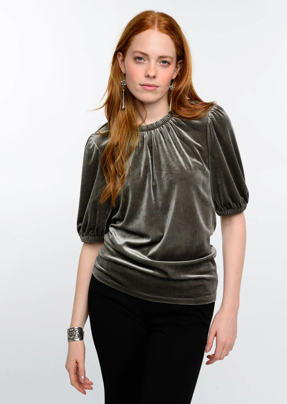 Ivy Jane Velvet Rouched Neck Top