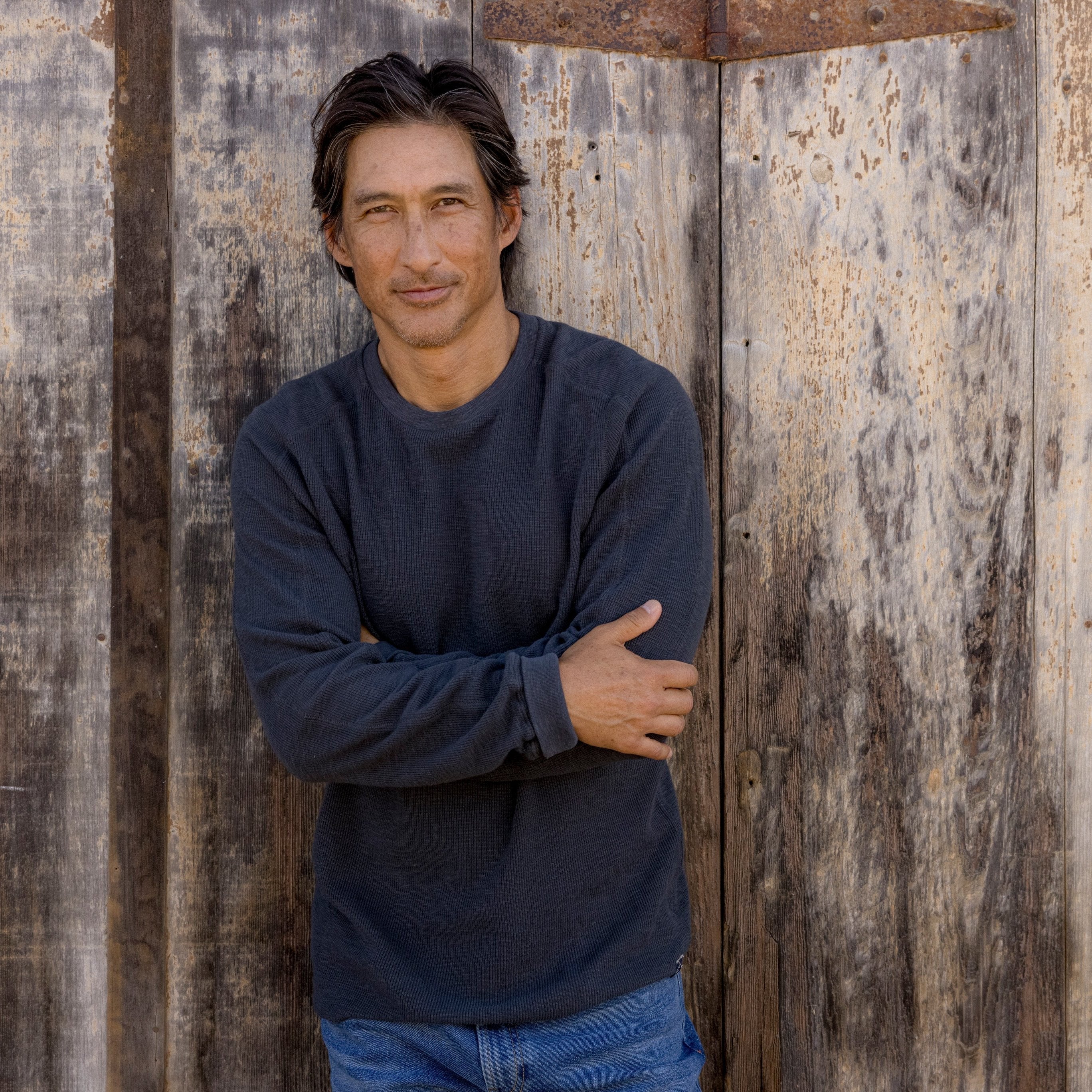 Clint Cotton Waffle Crew - Dark Navy