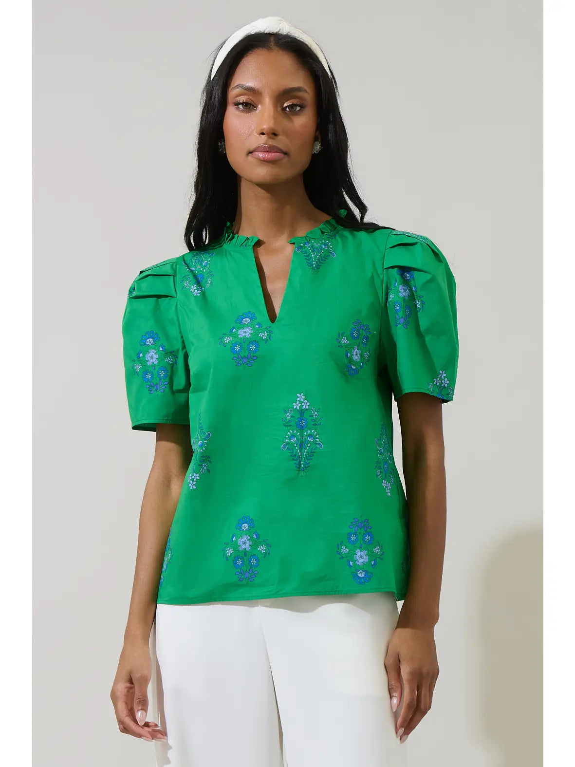 Halina Floral Green Top