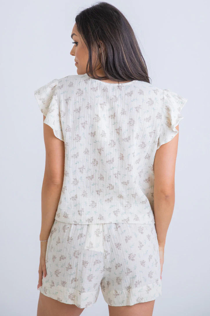 Vintage Floral Gauze Top