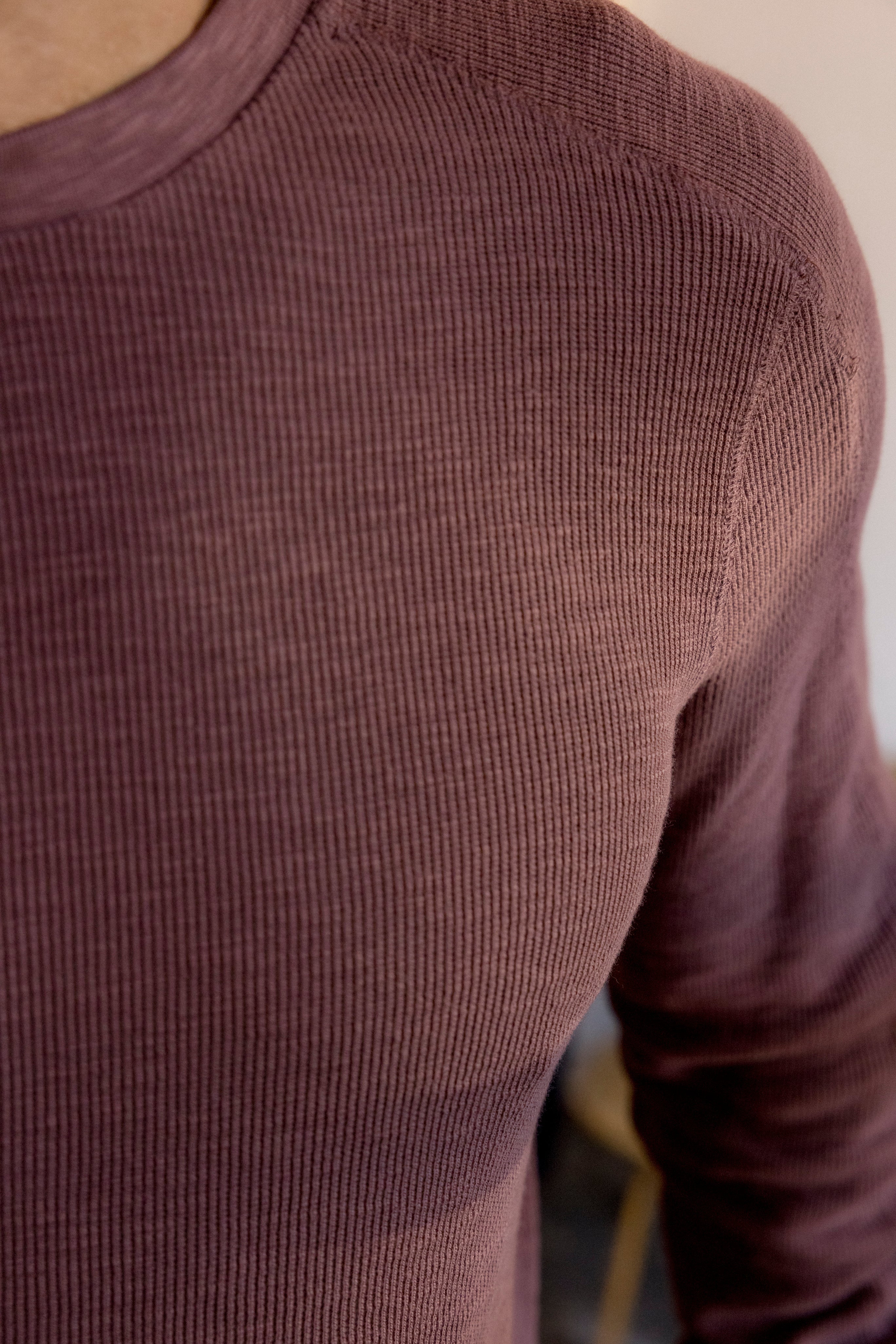 Clint Waffle Cotton Crew - Root Beer