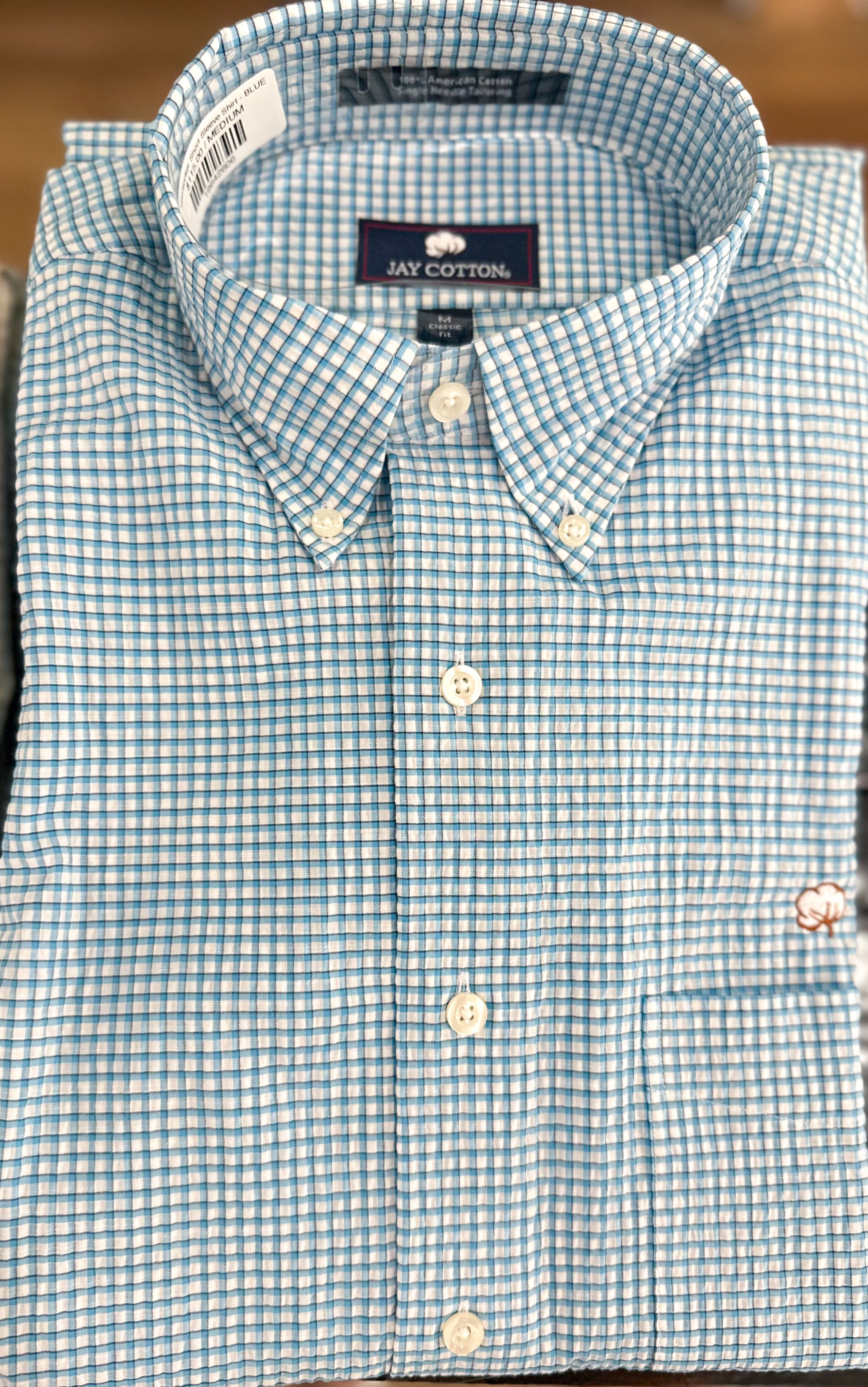 Seersucker Short Sleeve Shirt - BLUE