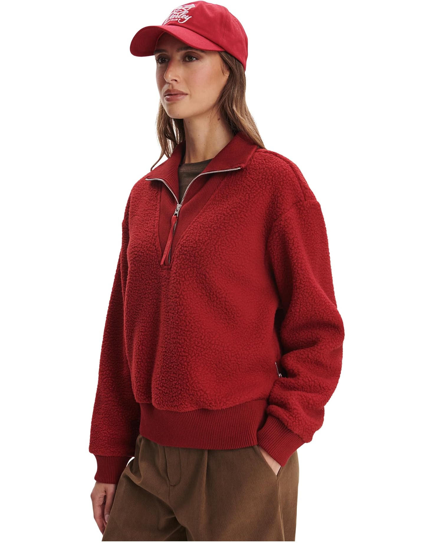 Jaylin Half Zip Fleece-Red Dahlia