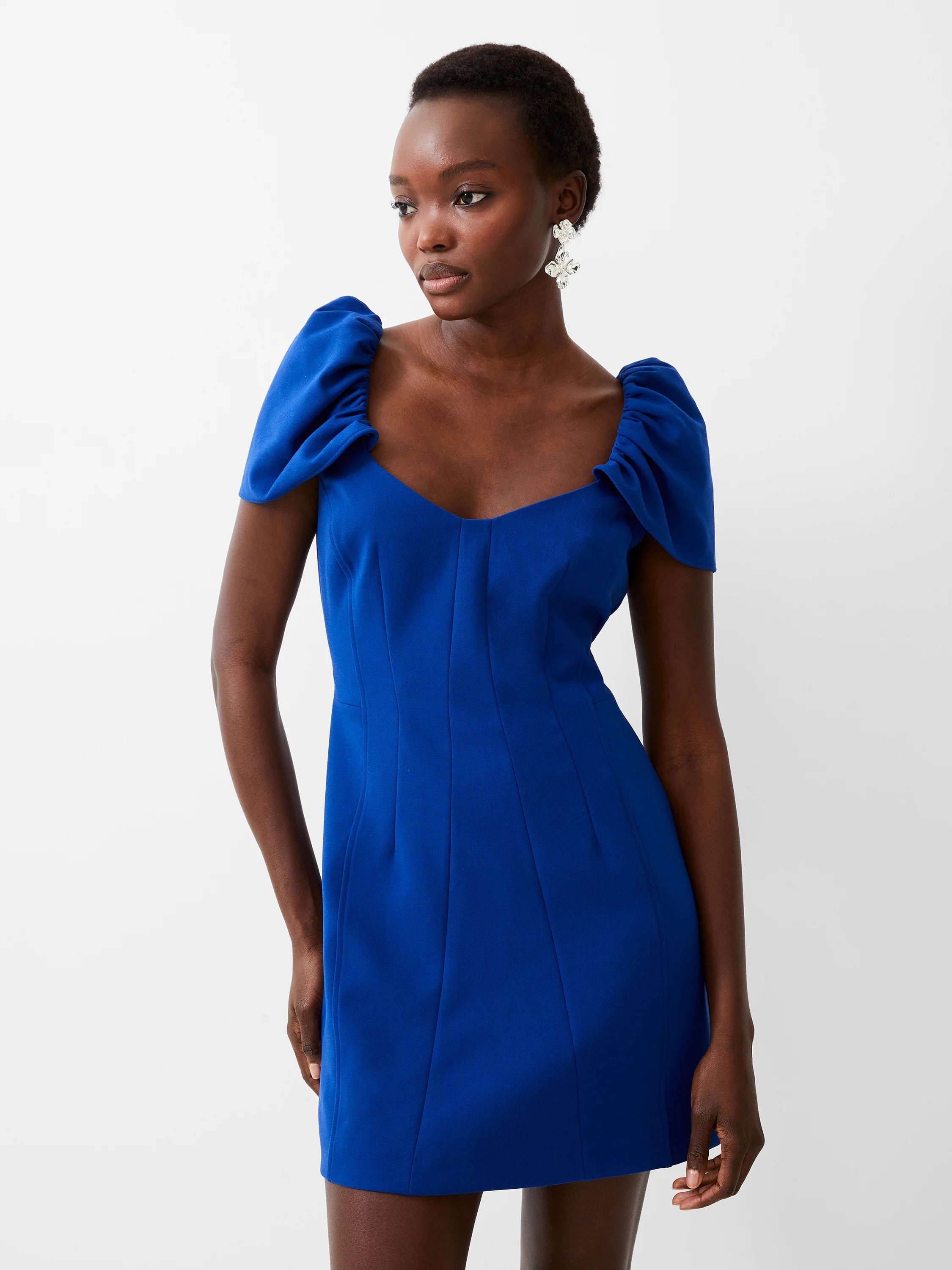 Whisper Gathered Sleeve Dress in Cobalt