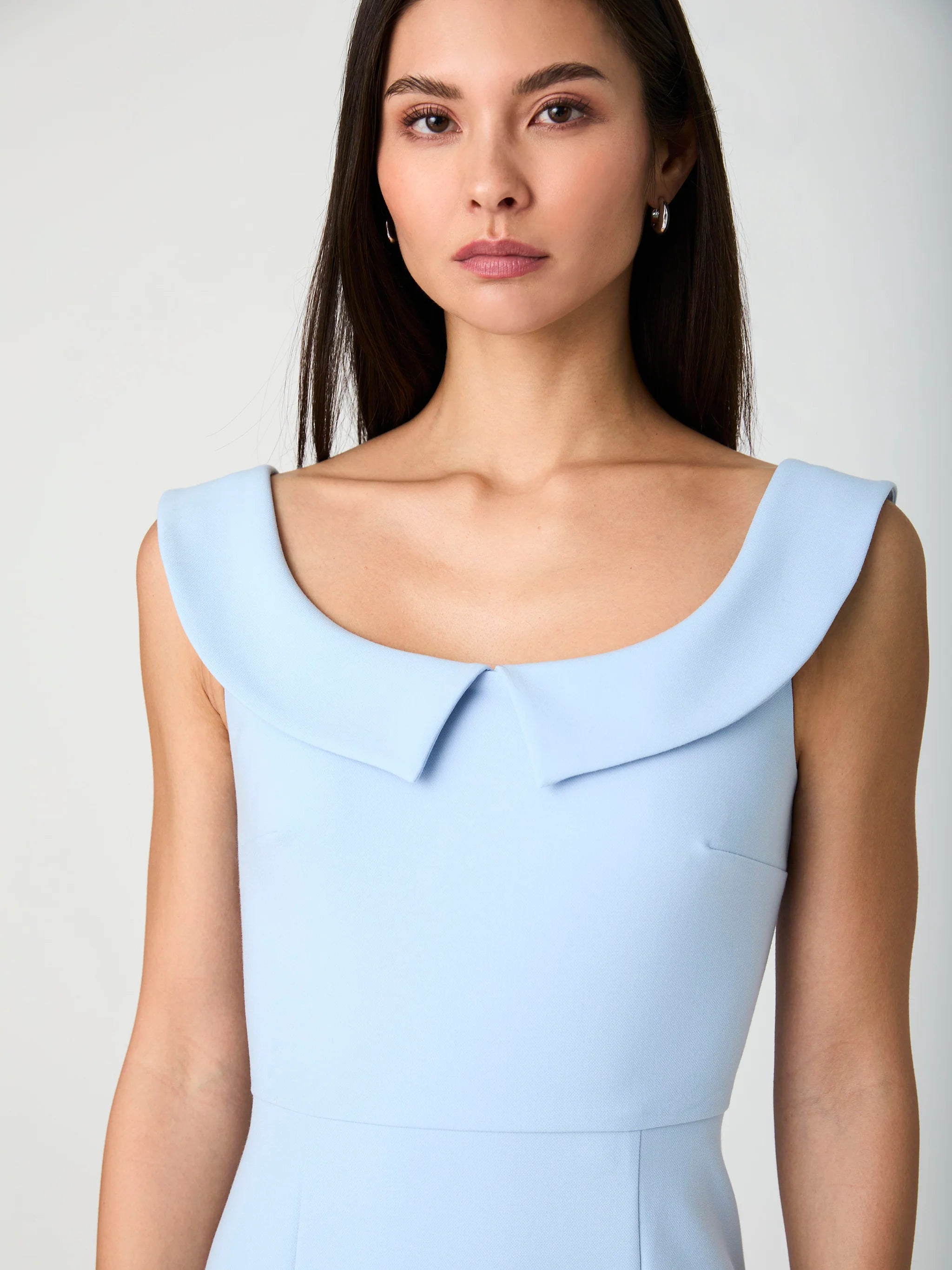 Whisper Collar Mini Dress-Cashmere Blue