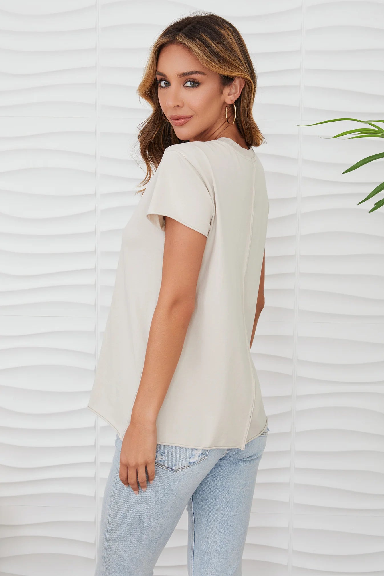 Broken in Tee with Backseam-Bianco