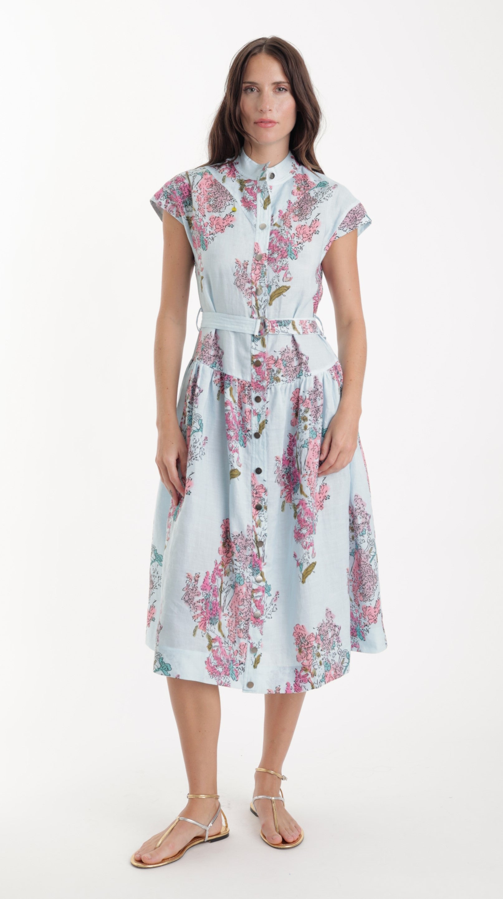 Zelie Print Dress-Eden Blue