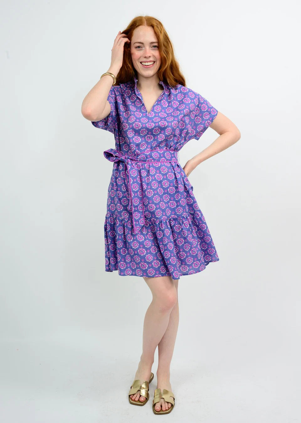 Mock Kantha Floral Dress