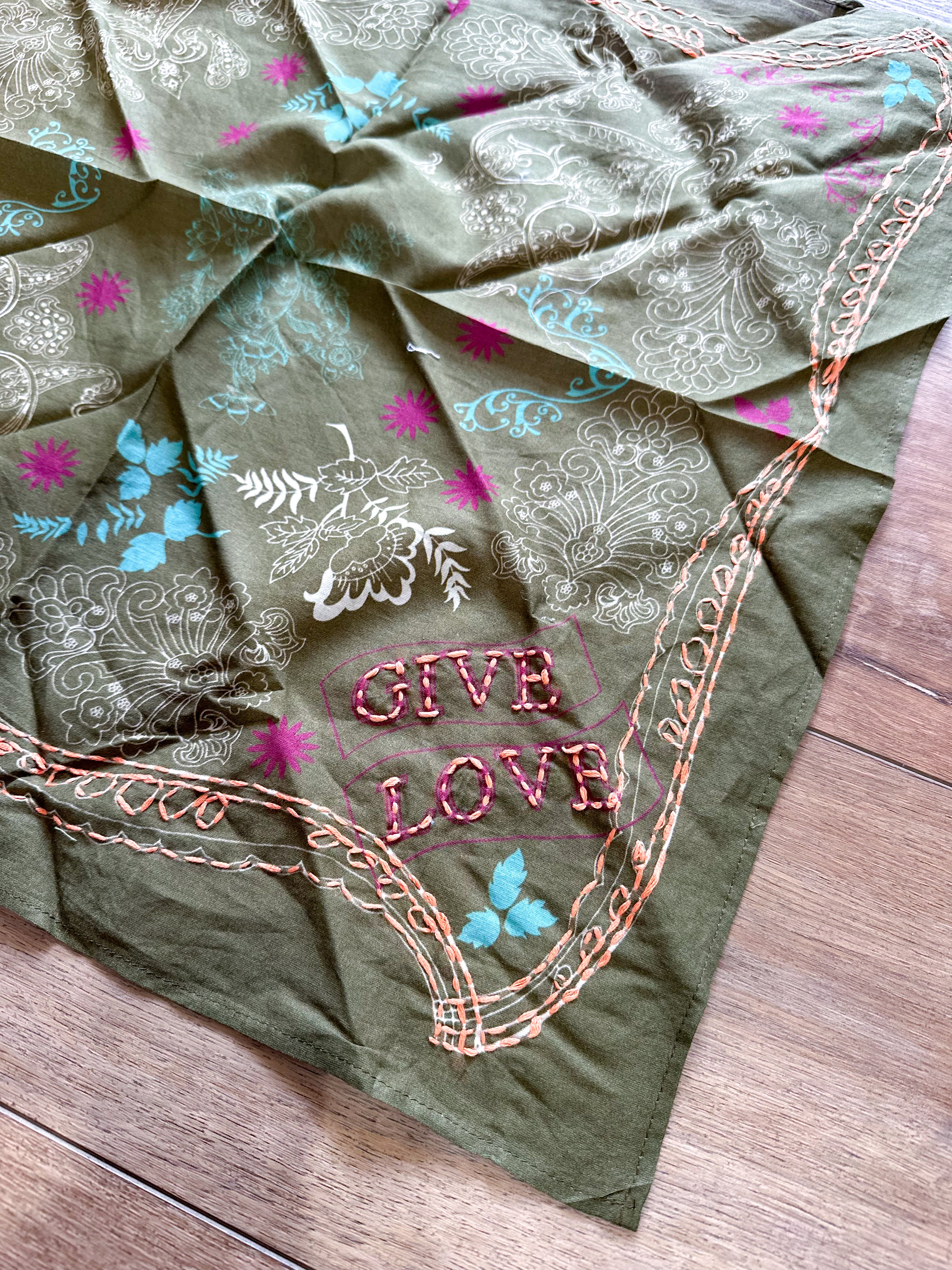"Give Love" Olive Neck Scarf