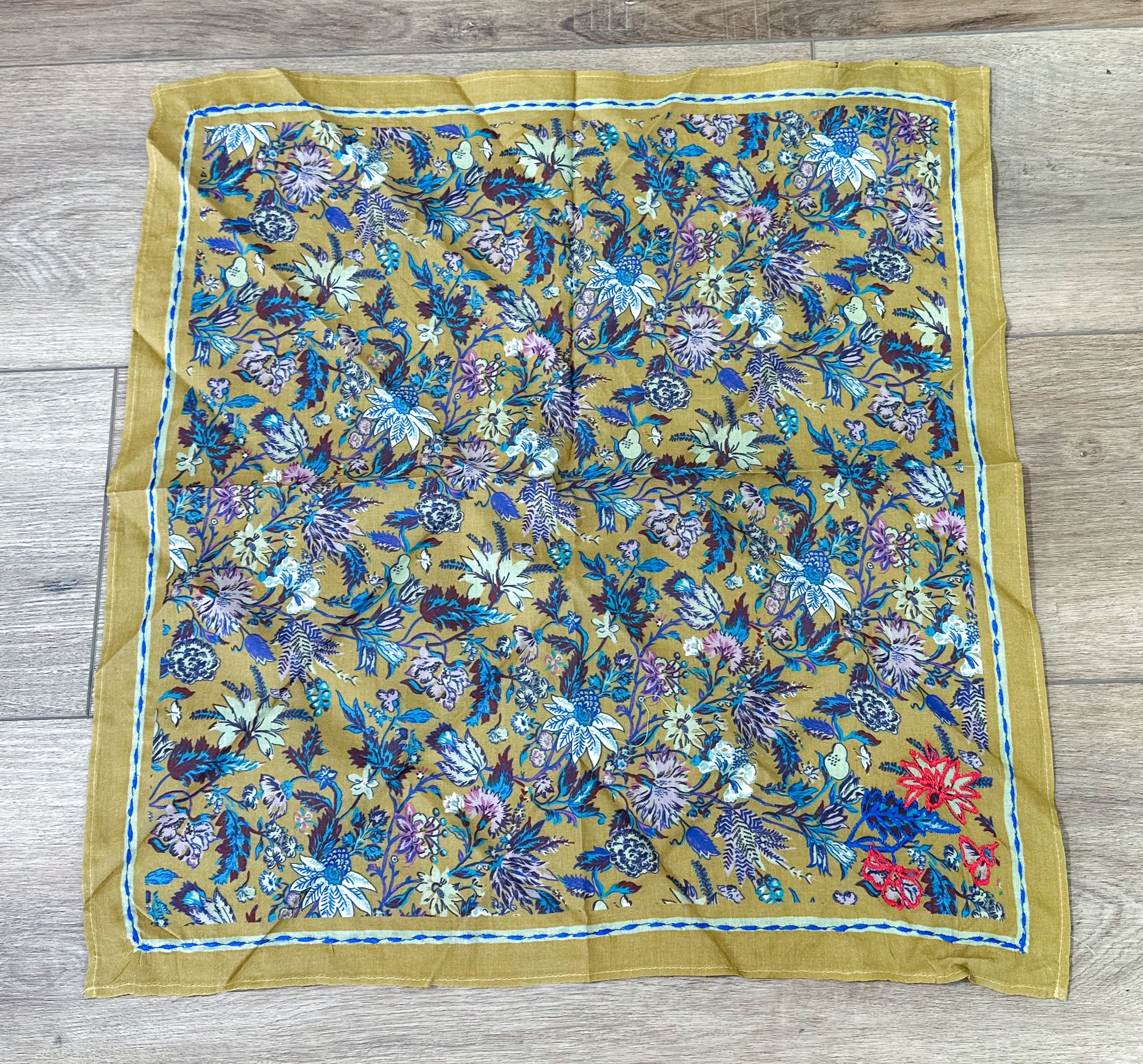 Floral Mustard Yellow Scarf Neck
