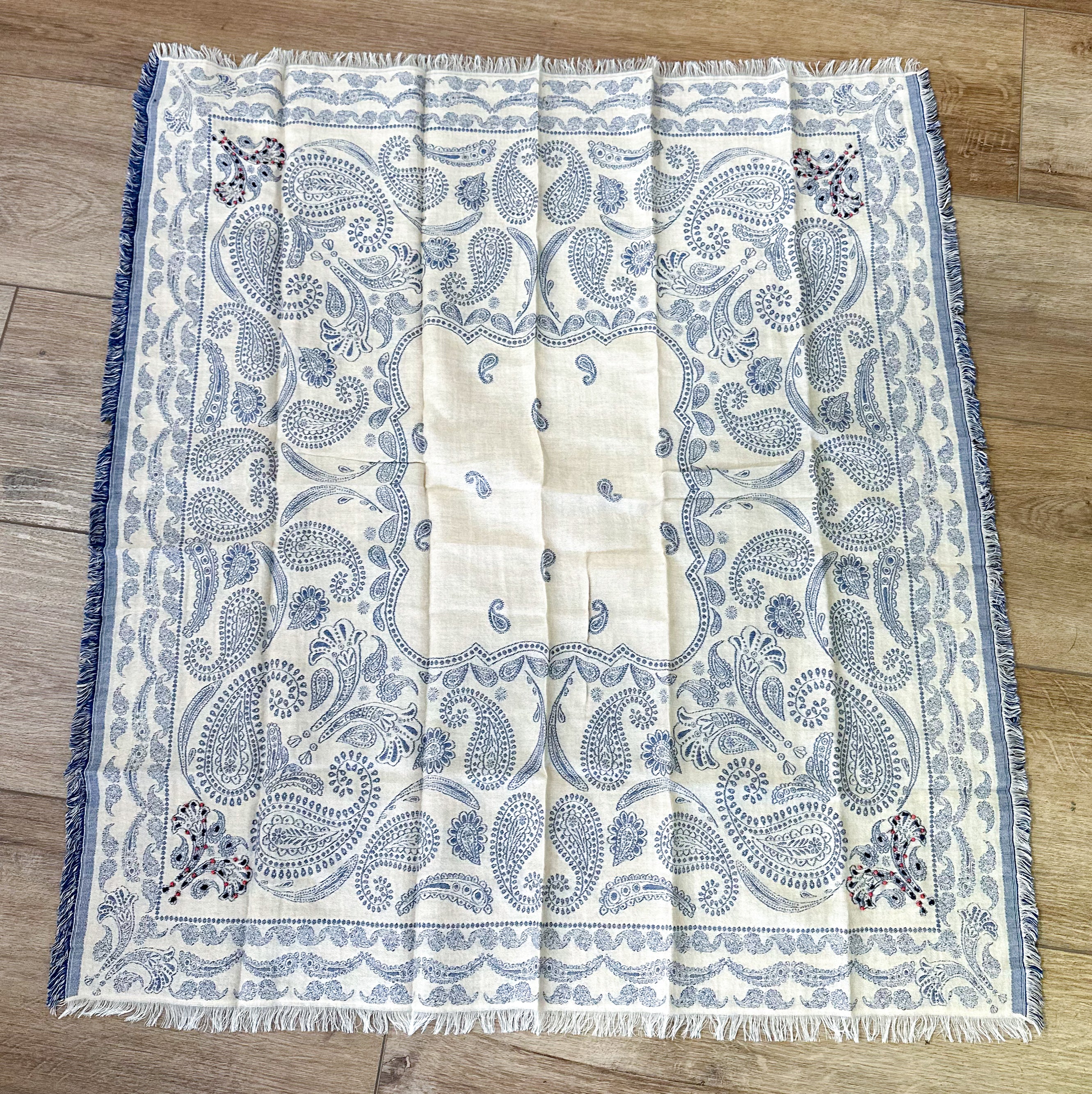 Blue & Tan Paisley Scarf