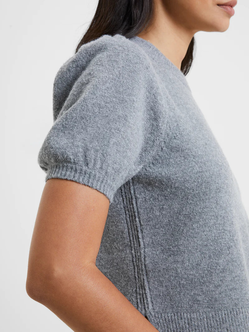 Vhari Ribbed Short Sleeve Sweater-Light Grey