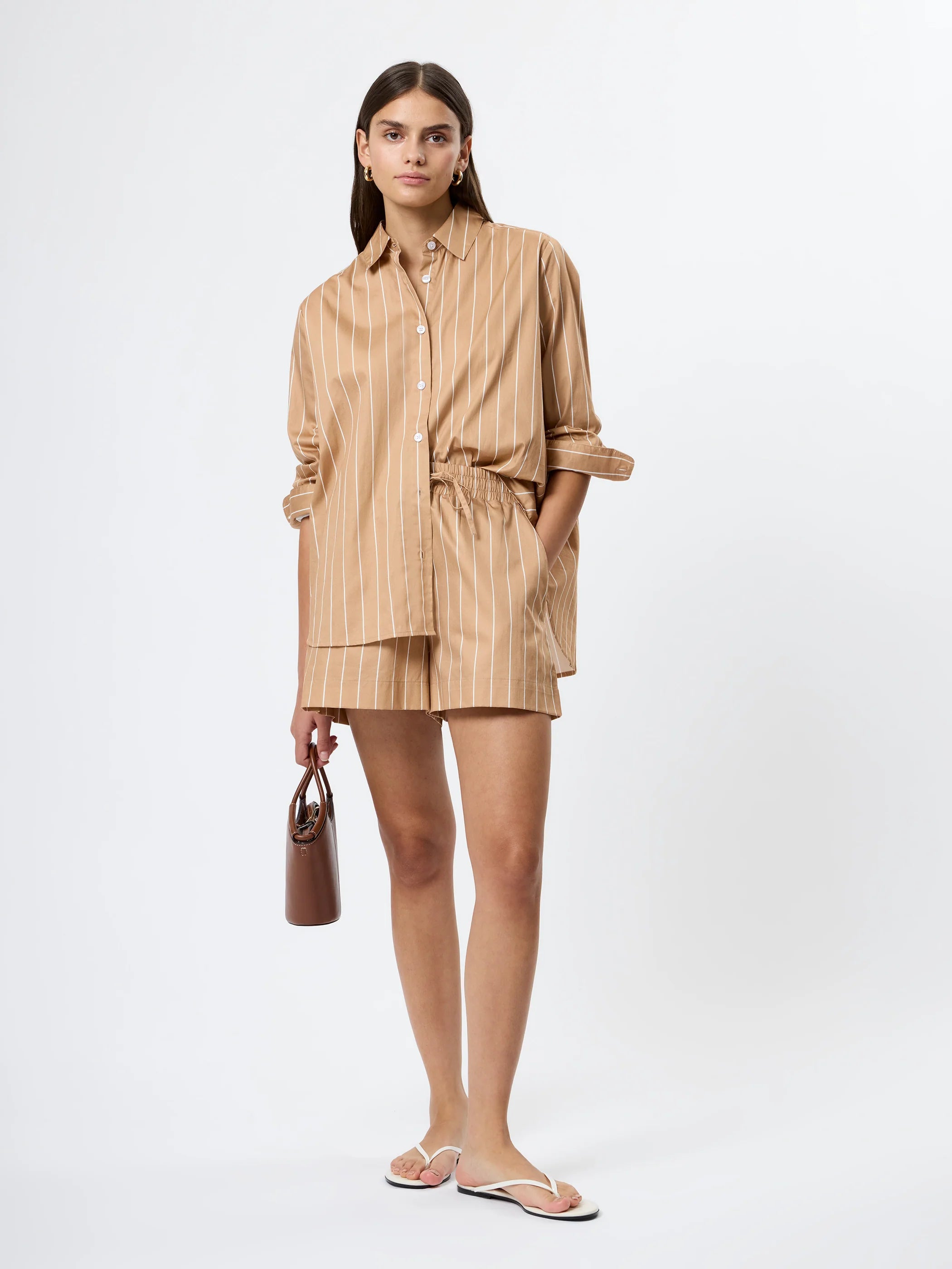 Alexis Poplin Fine Line Shirt-Macchiato
