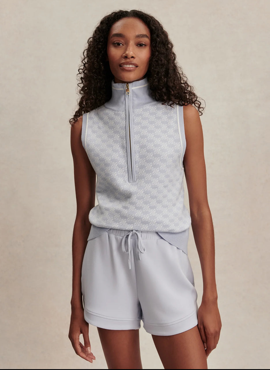 Vincent Half Zip Knit - Xenon Blue/White