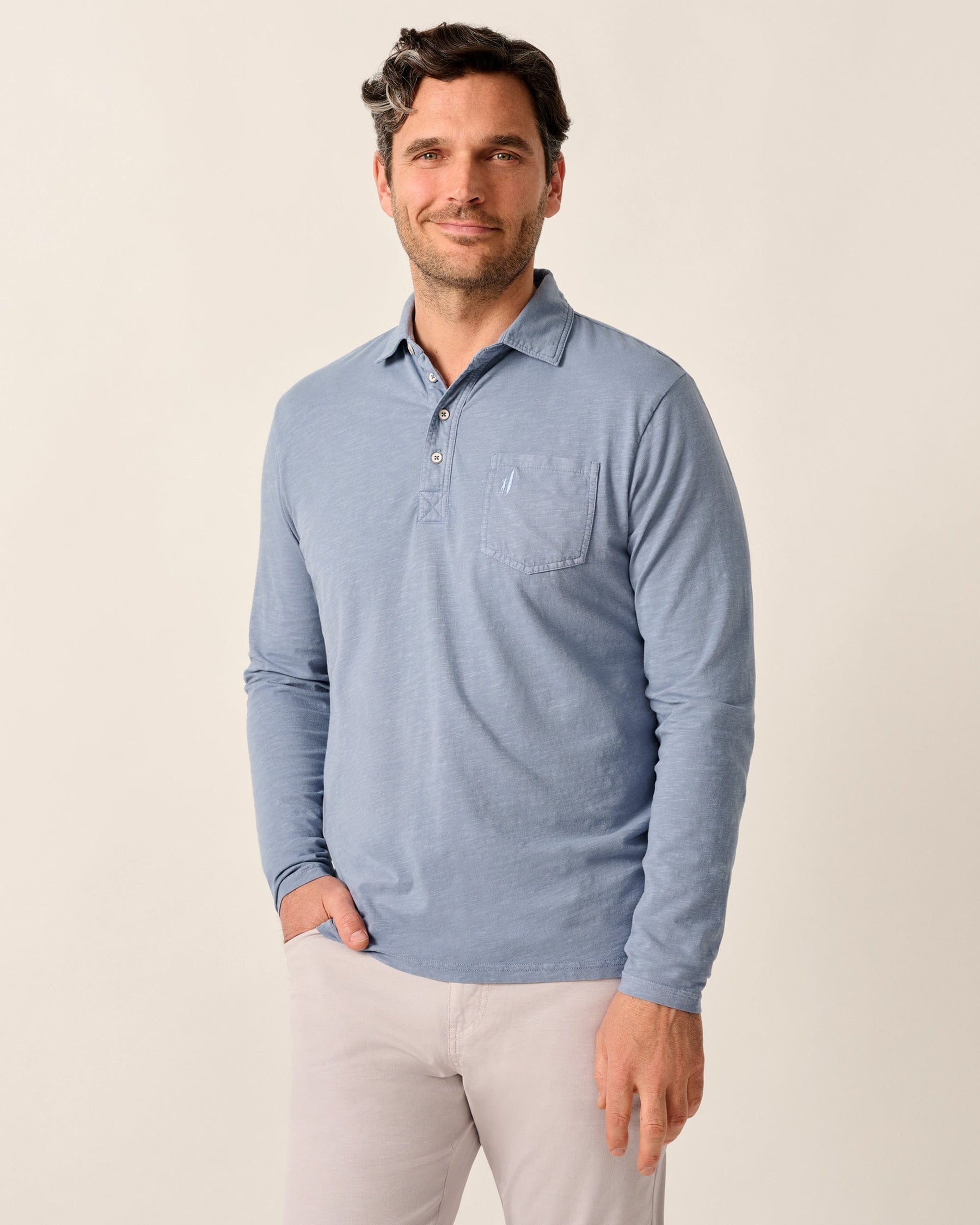 Original Long Sleeve 4-Button Polo - Coastal Wash