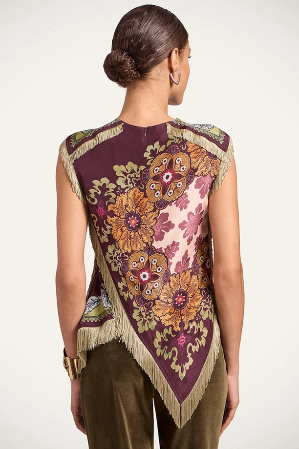 Asymmetrical Fringe Floral Top