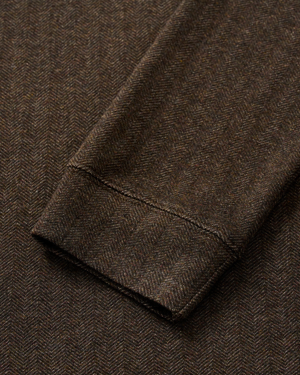 Cotton Blend Herringbone Henley - Coffee
