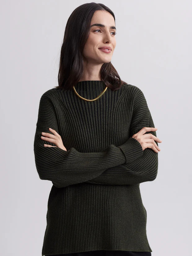 VARLEY-Kingsley Mock Neck Knit-Dark Olive